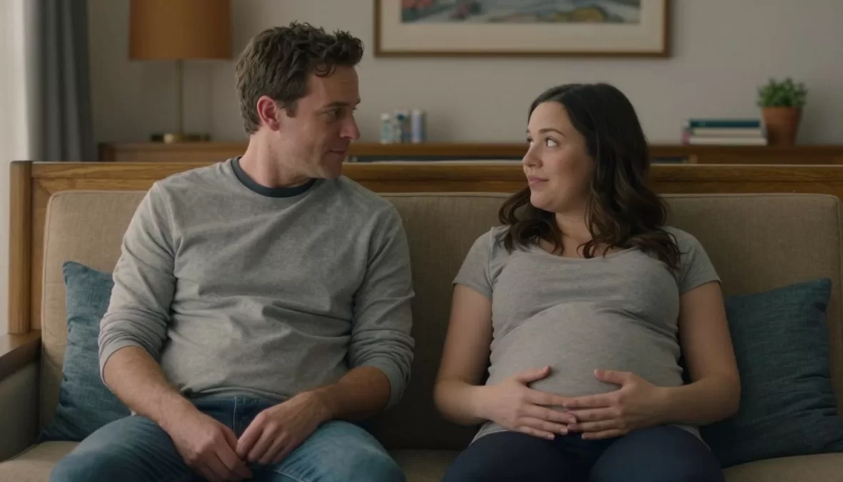 Unlikely couple navigating pregnancy comedy