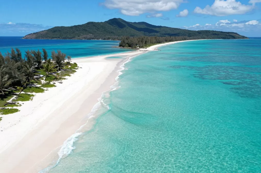 Whitehaven Beach in Whitsunday Islands with white sand