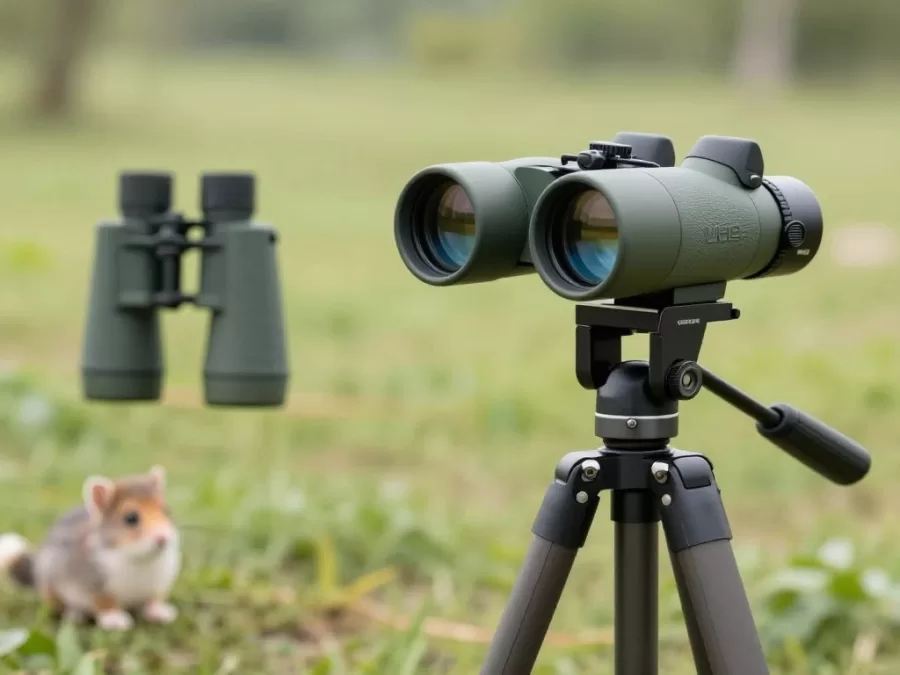 Wildlife watching binoculars and spotting scope