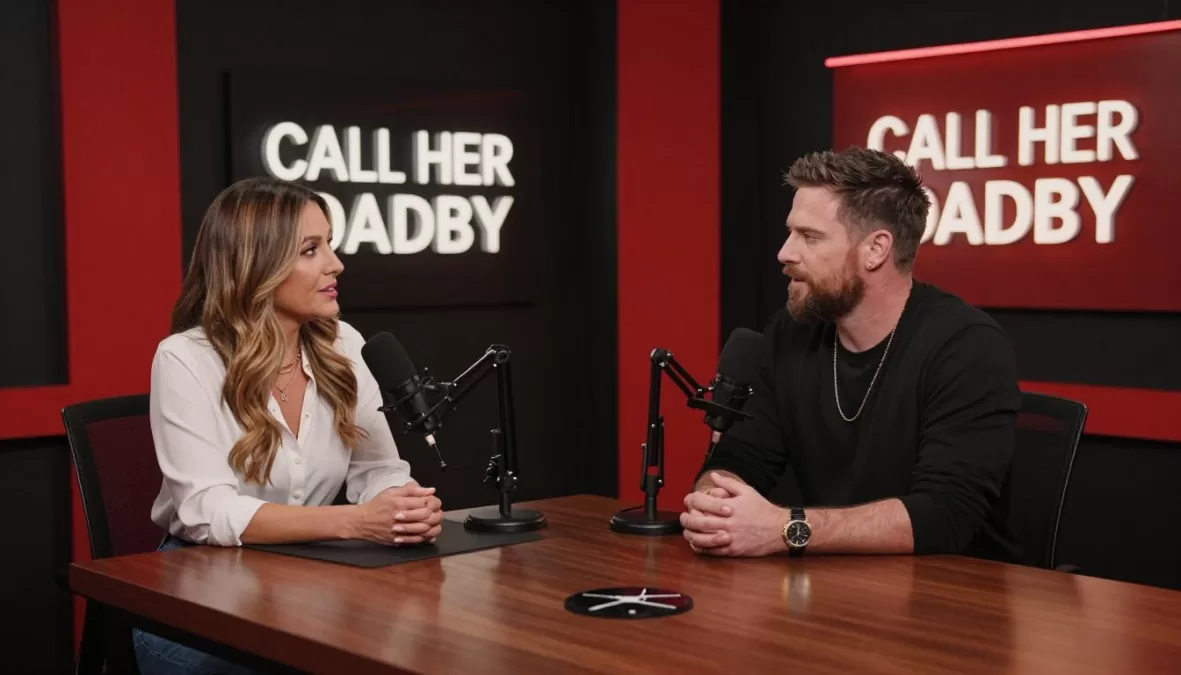 call her daddy podcast studio with alex cooper in signature red and black aesthetic