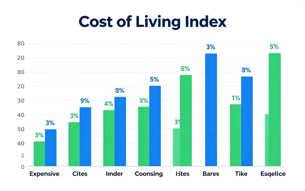 comparison chart showing cost of living index across expensive cities