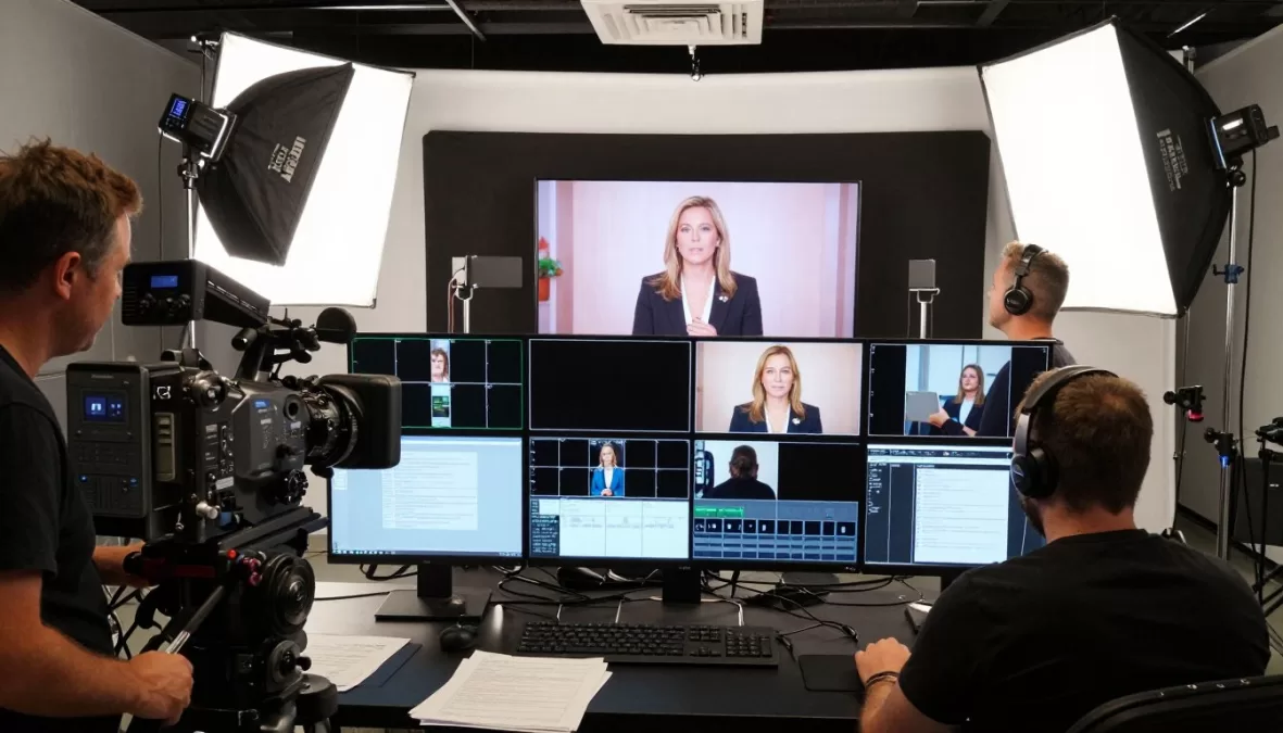 diary of a ceo podcast production setup showing multiple cameras and professional equipment
