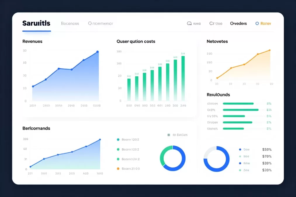 financial analytics dashboard showing startup metrics