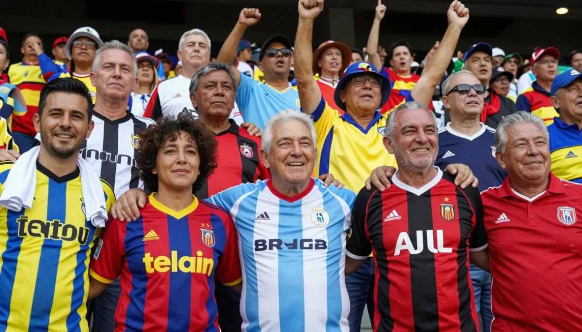 football fans of all ages celebrating the game
