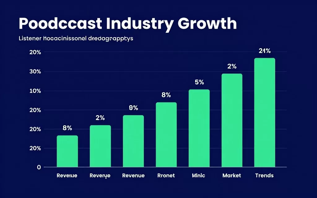 graph showing podcast industry growth projections and listener statistics