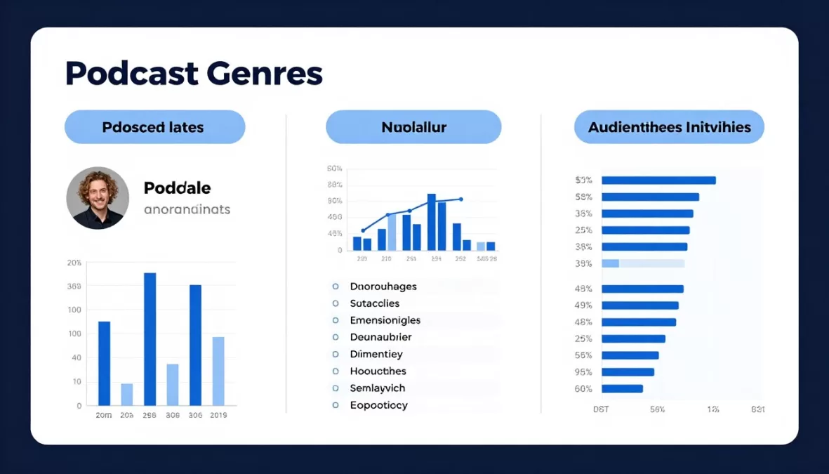 infographic comparing podcast genres, formats, and audience demographics