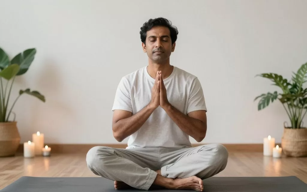jay shetty in meditation pose demonstrating mindfulness practices