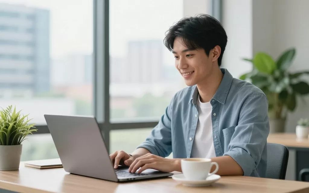 person successfully managing budget in expensive city with financial planning tools