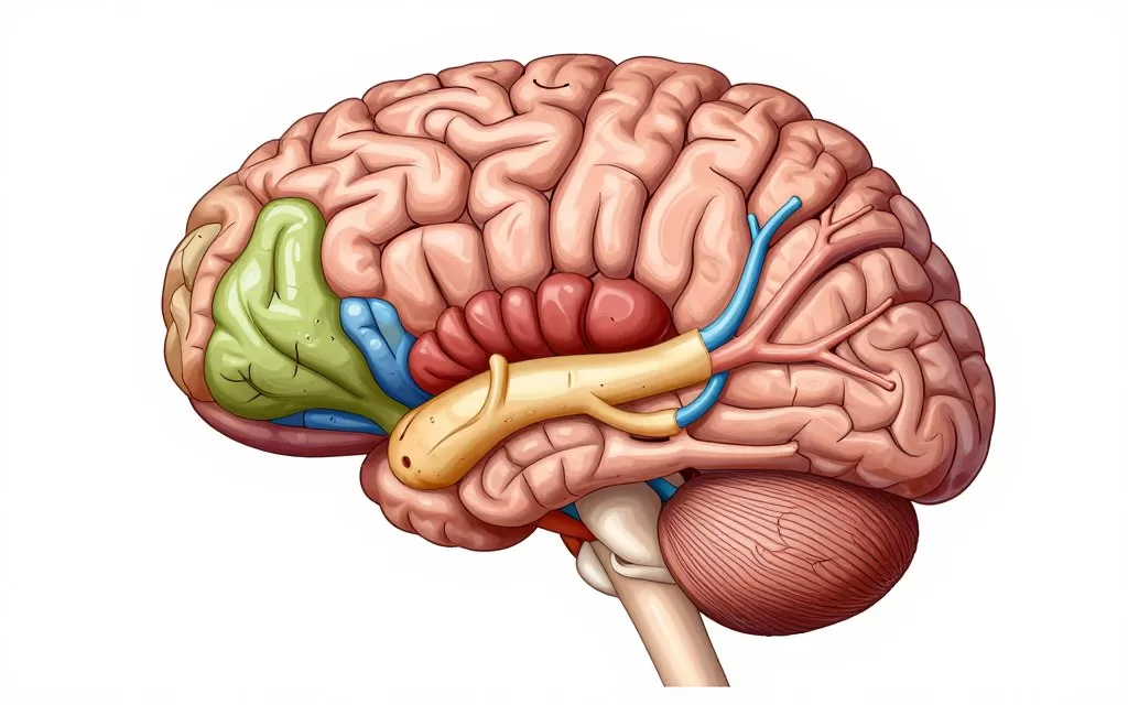 scientific brain diagram illustrating concepts discussed in huberman lab podcast