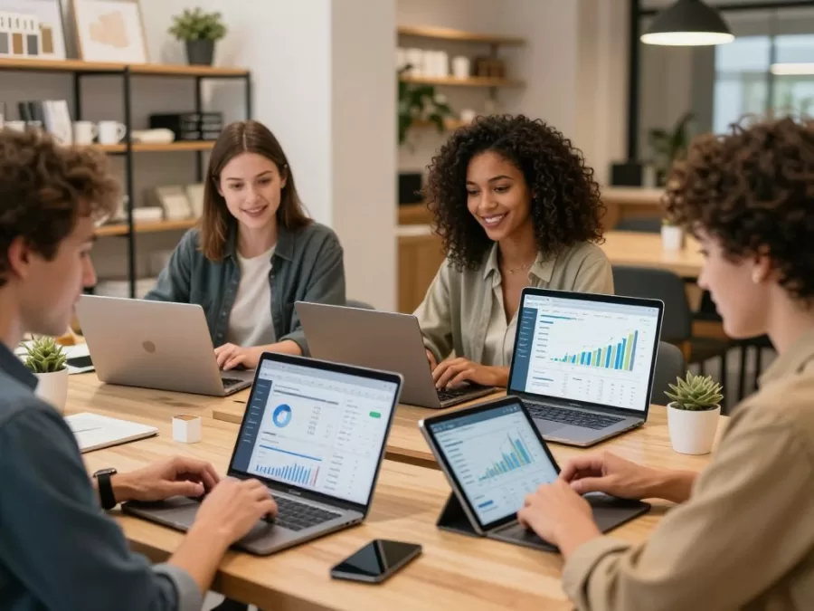 small business owner using fintech platform