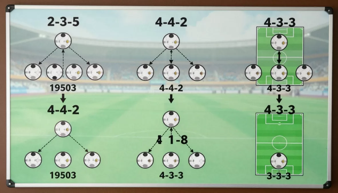 tactical board showing evolution of formations