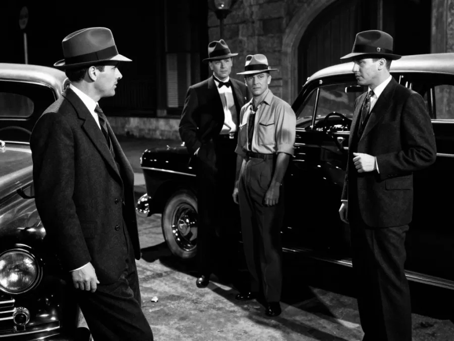 1950s Los Angeles noir crime scene