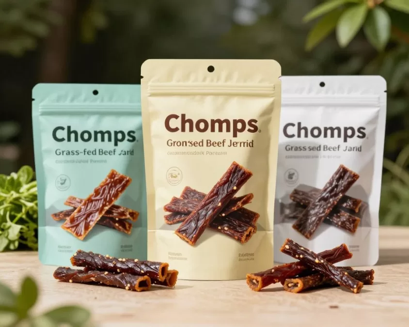 Chomps grass-fed meat stick snacks in various flavors