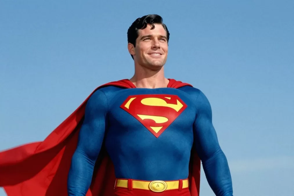 Christopher Reeve as Superman in classic red and blue costume