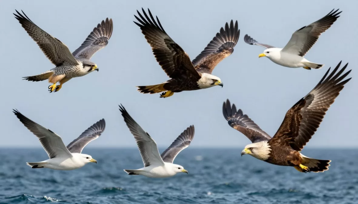 Collection of fastest birds in natural habitats