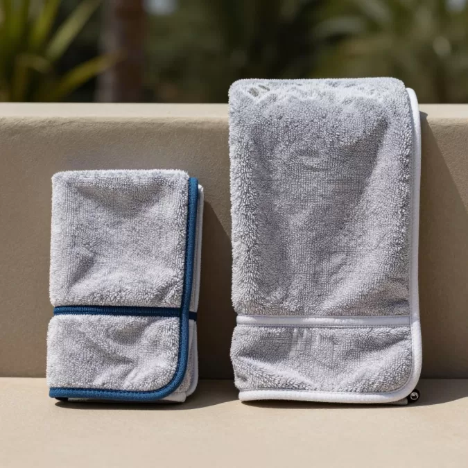 Compact microfiber travel towel folded small