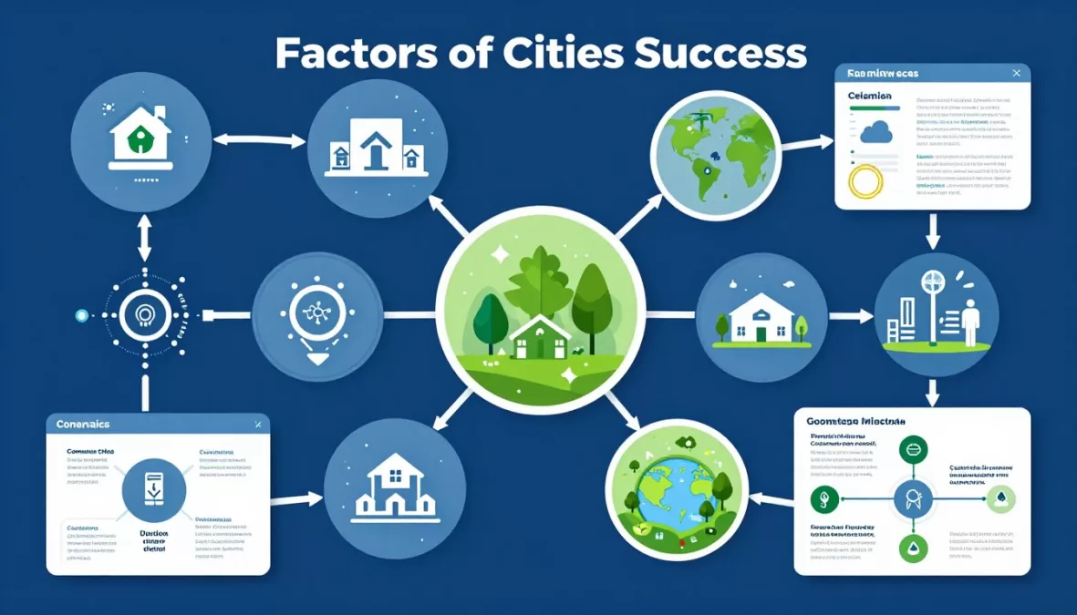 Comparison infographic showing common factors in clean cities worldwide