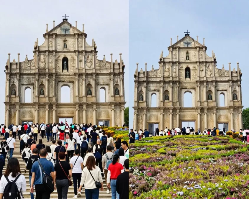 Comparison of crowded tourist destination versus peaceful hidden European gem