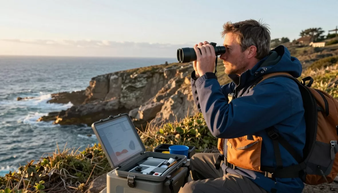 Conservation scientist studying longest-living animals in natural habitat for research