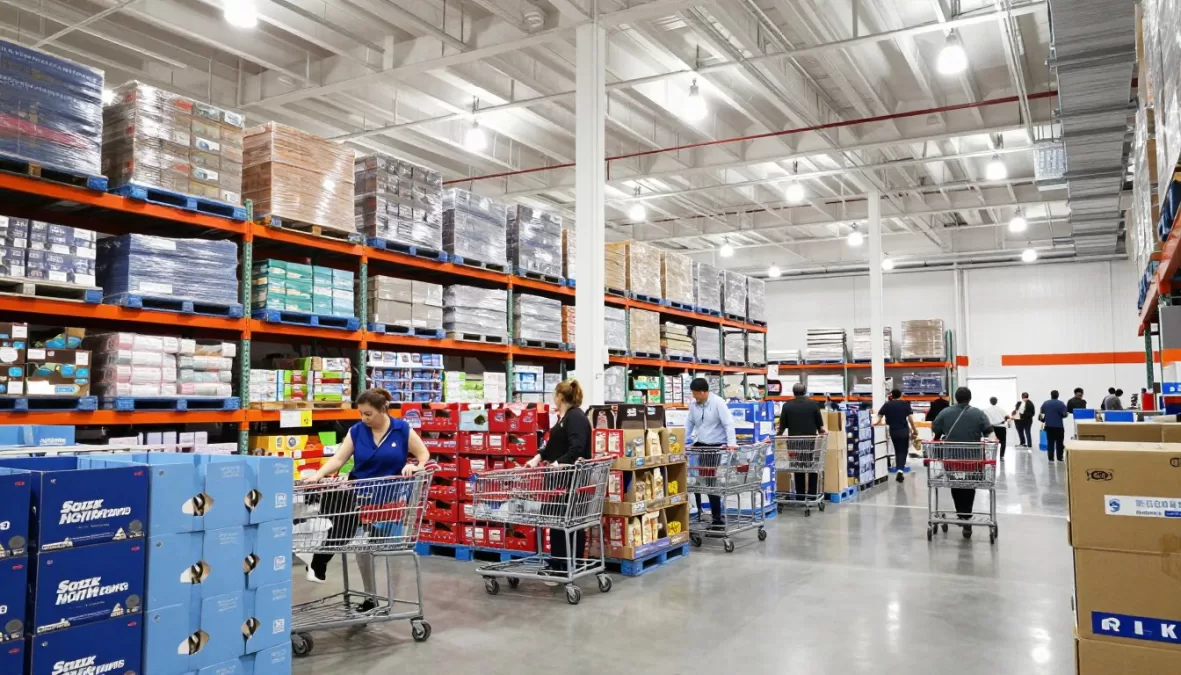 Costco warehouse club interior showing membership retail model