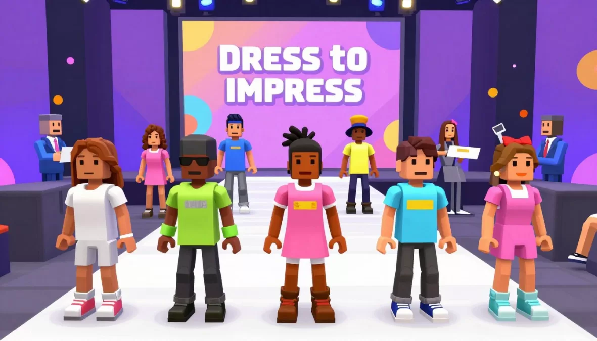 Dress to Impress fashion show with creative outfits and runway presentation