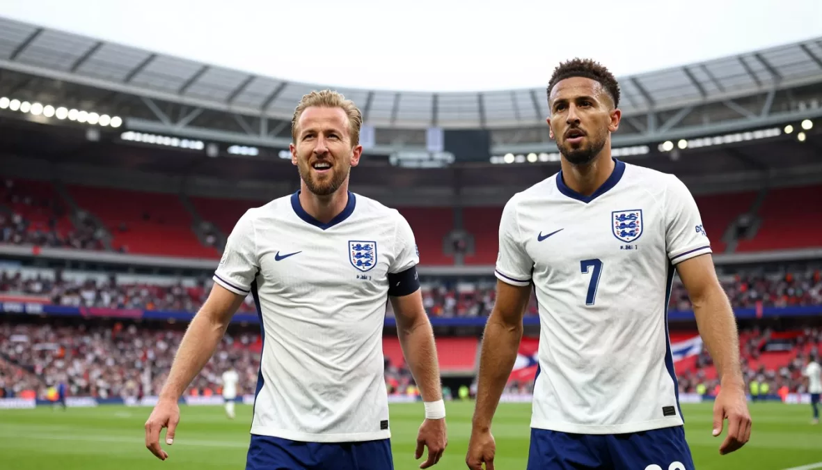 England national soccer team in white jerseys during world cup match celebration