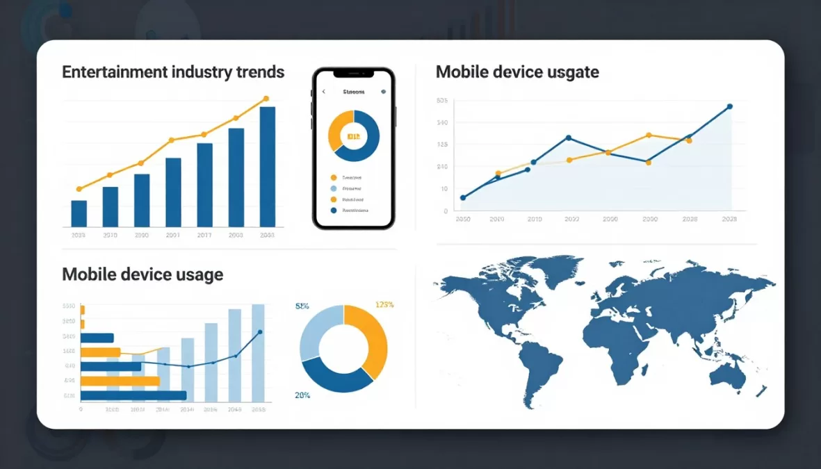 Entertainment industry trends visualization with streaming data analytics and consumer behavior graphs