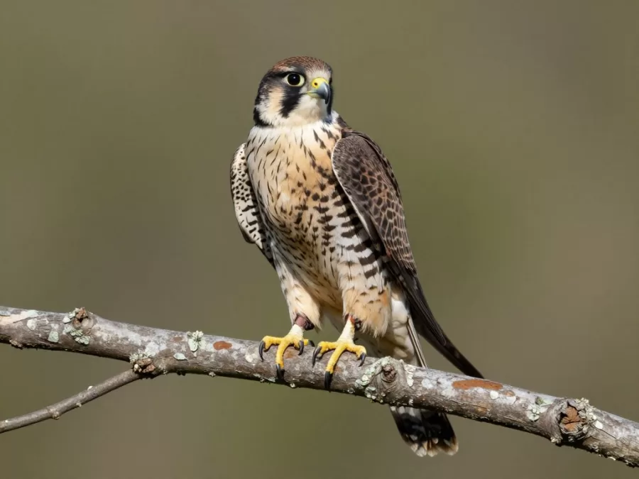 Eurasian hobby perched on tree branch