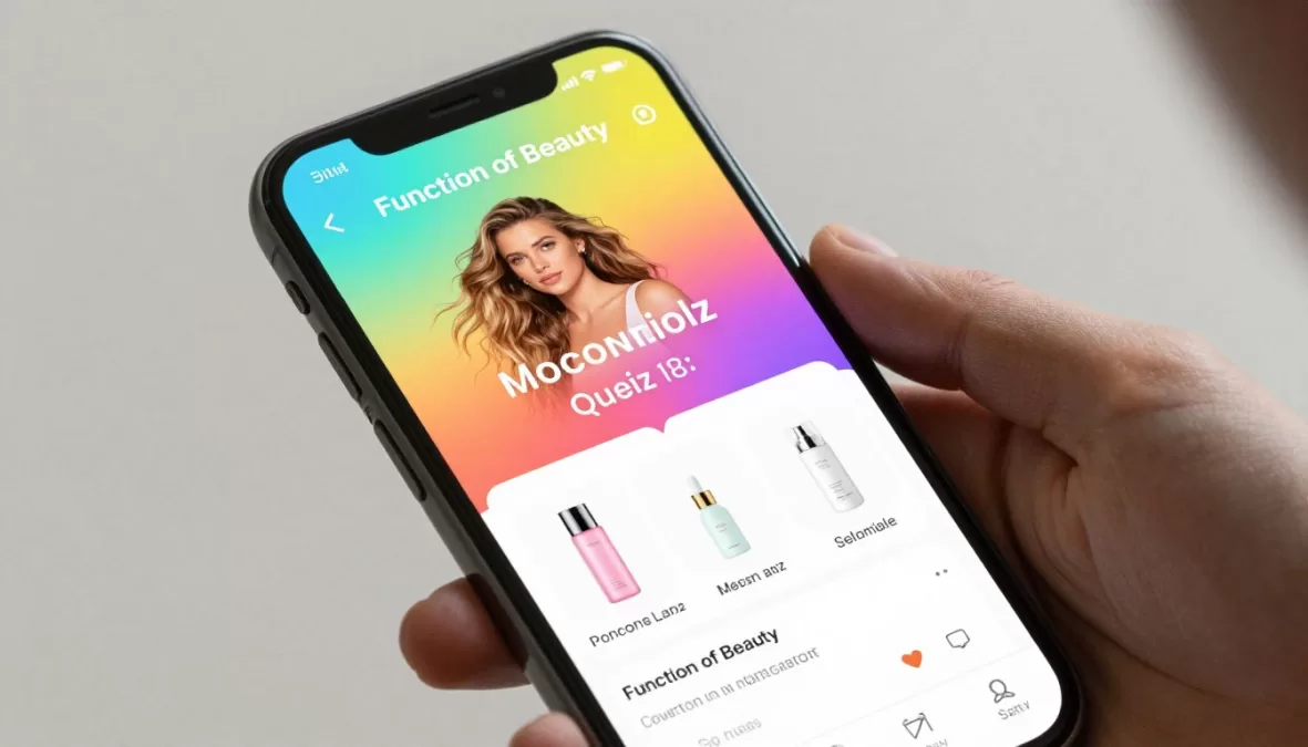 Function of Beauty online customization quiz interface on smartphone