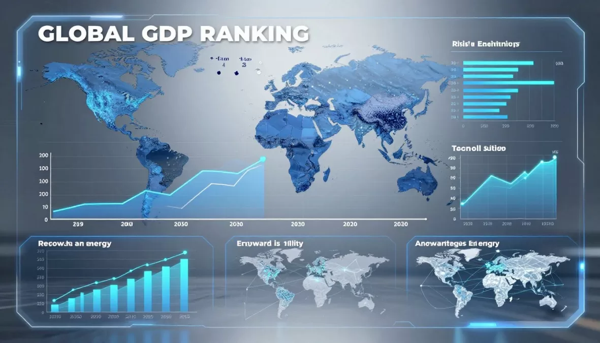 Future global economic projections showing emerging market growth and demographic trends affecting GDP rankings
