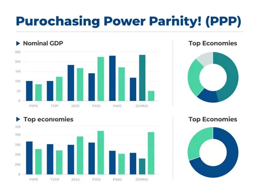 GDP per capita comparison chart showing nominal GDP versus purchasing power parity across major world economies