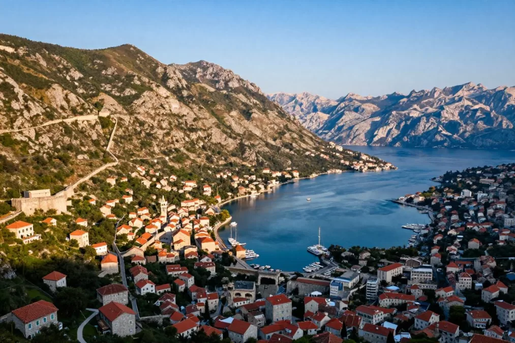 Kotor Bay Montenegro with medieval old town and mountain backdrop showcasing hidden gem europe