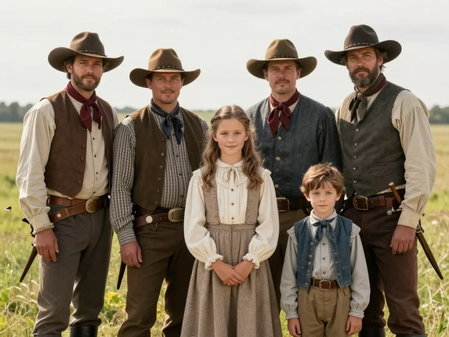 Little House Prairie cast in period costumes