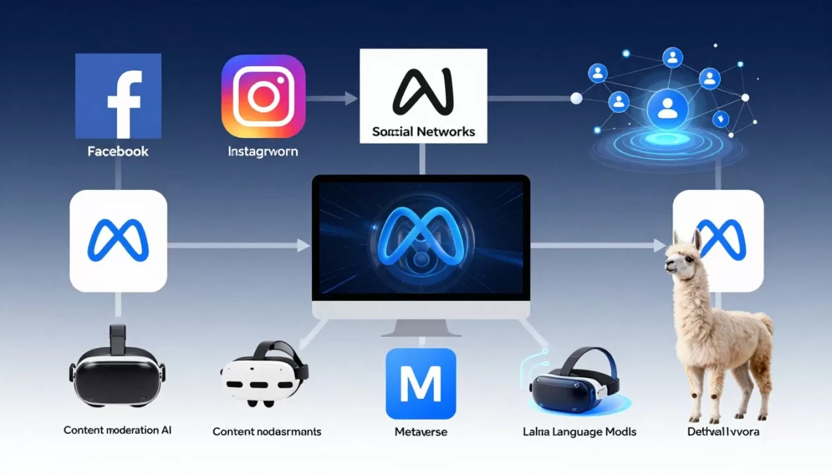 Meta artificial intelligence showing social media algorithms and metaverse development