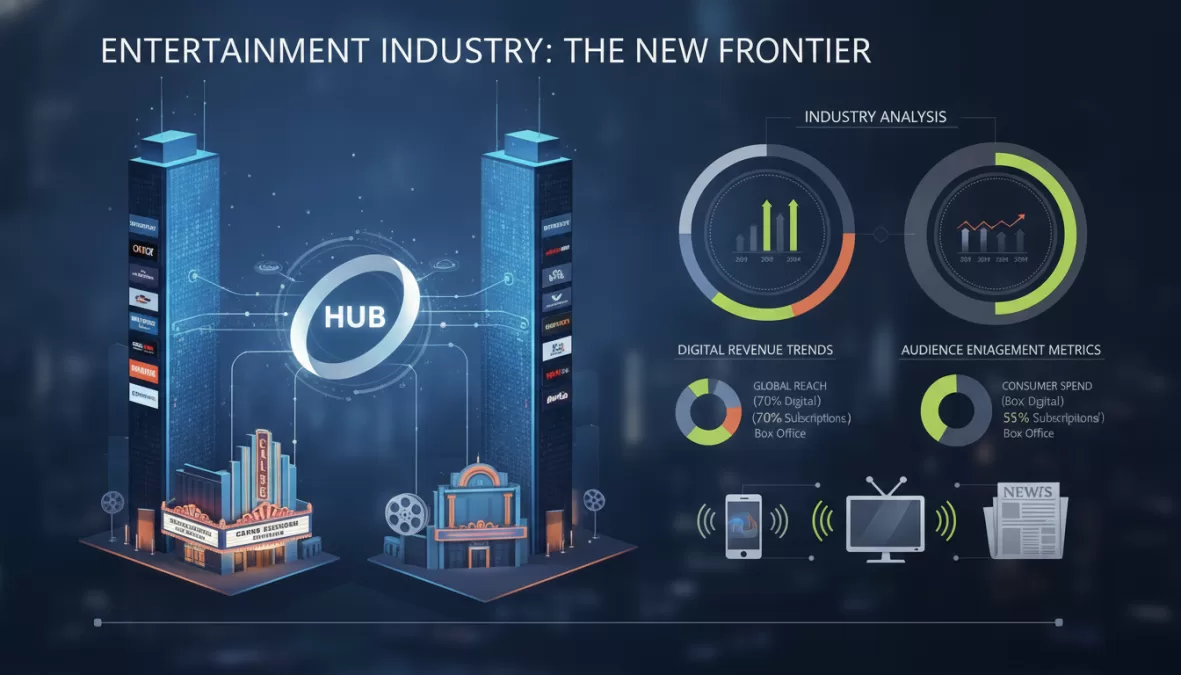 Modern entertainment industry streaming and theatrical release strategy visualization