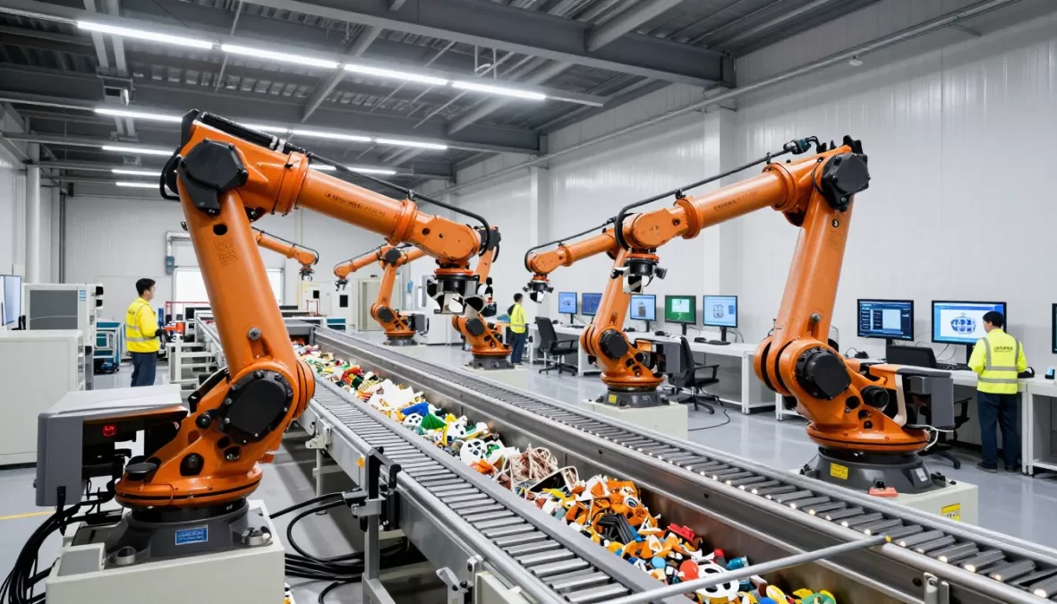 Modern waste management facility with advanced sorting technology