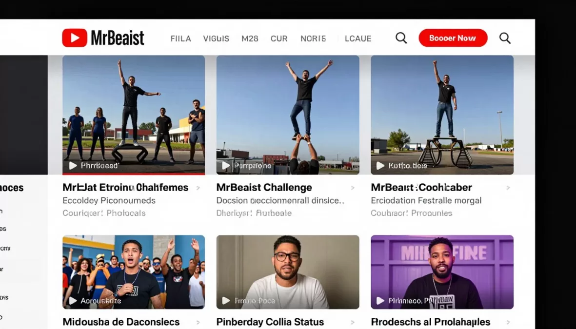 MrBeast YouTube channel featuring challenge videos and philanthropy content
