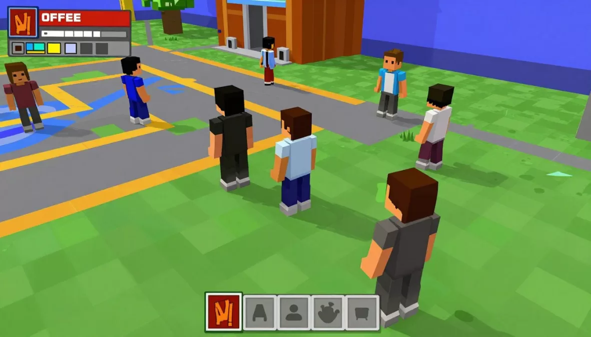 Murder Mystery 2 gameplay showing players investigating in colorful map environment