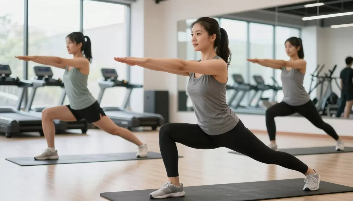 Person performing proper warm-up stretches before workout