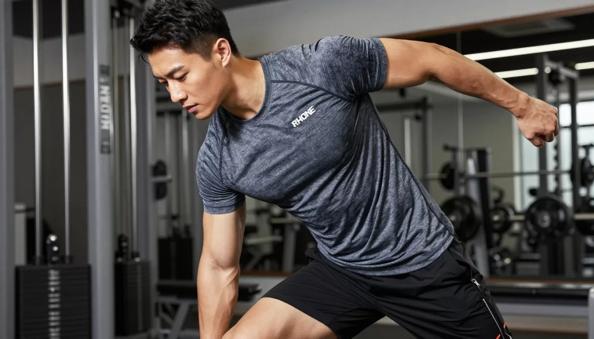 Rhone men's athletic apparel including workout shirts and shorts