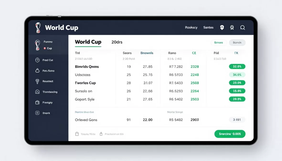 Sportsbook betting interface showing various world cup markets and odds