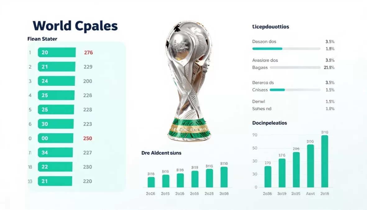 Statistical charts showing world cup winning patterns and trends over years