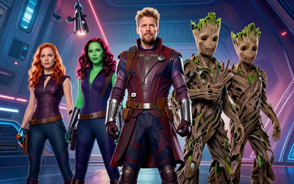 The Guardians of the Galaxy team in their ship