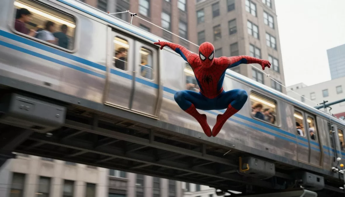 The iconic train fight sequence with Spider-Man stopping the runaway train