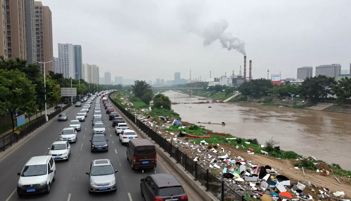 Urban pollution and environmental challenges in developing city