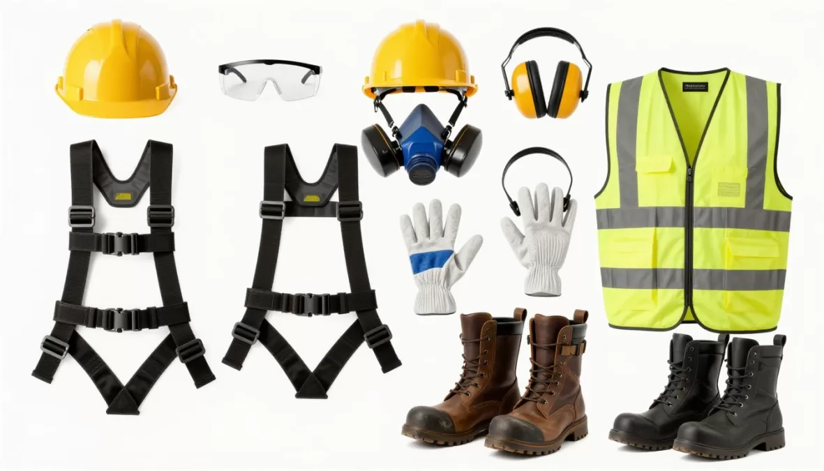 Various personal protective equipment displayed