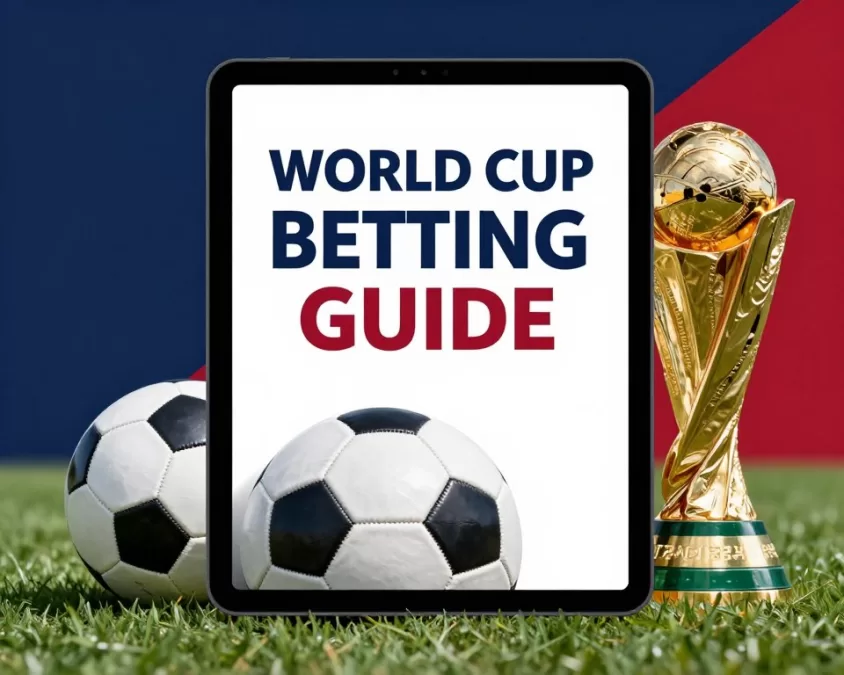 World cup betting strategy guide ebook cover with soccer ball