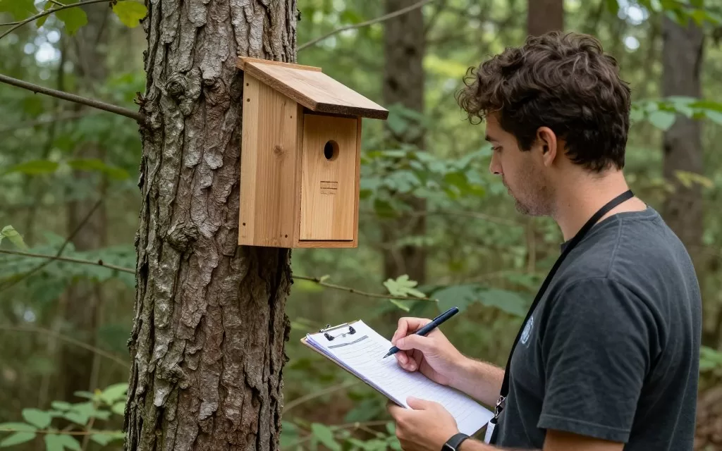 bird conservation volunteer monitoring nest boxes