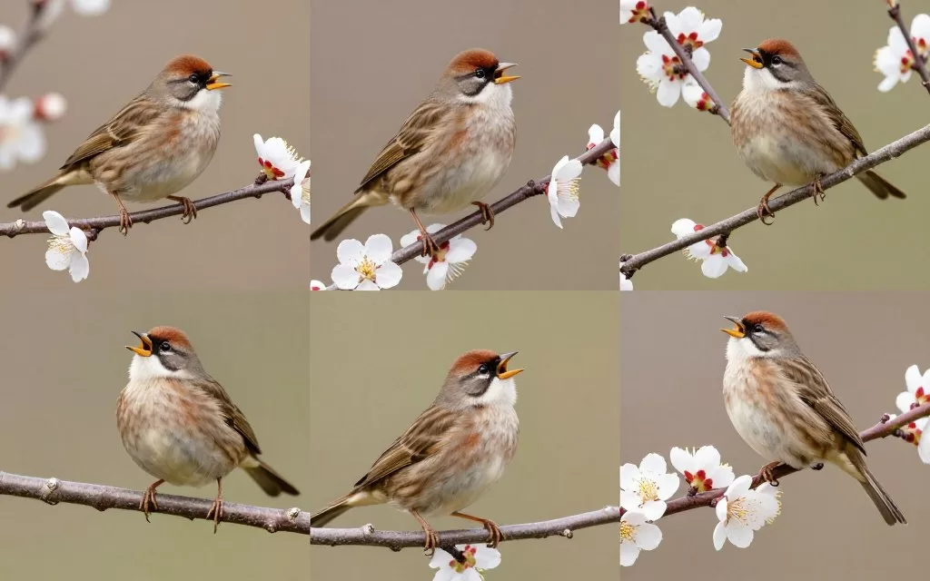 diverse songbirds in natural habitat creating beautiful chorus