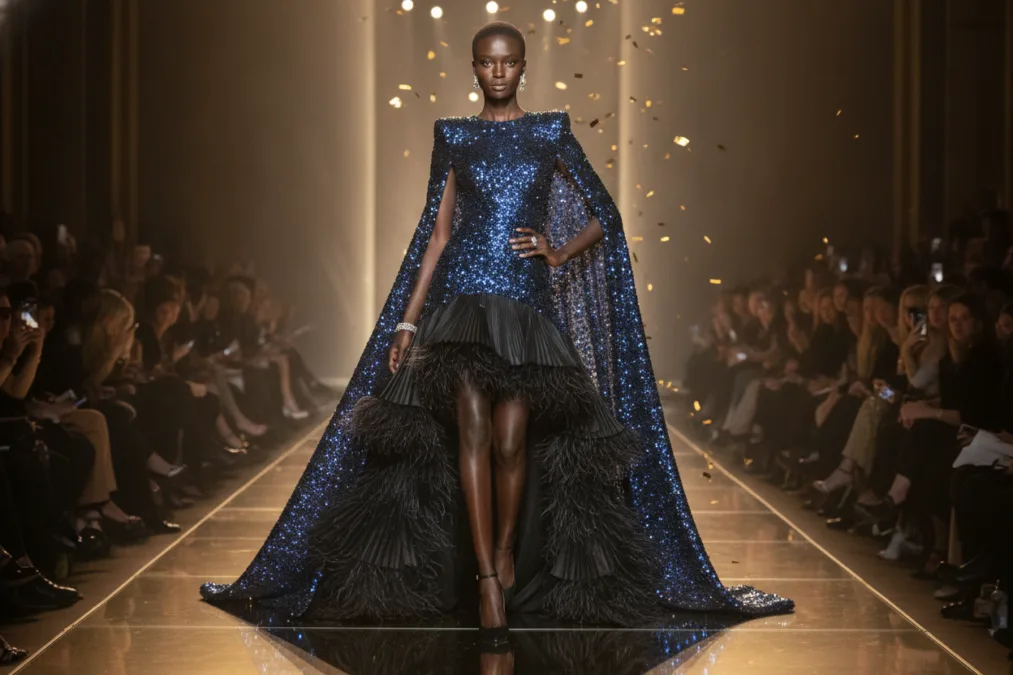 Adut Akech supermodel walking high fashion runway show